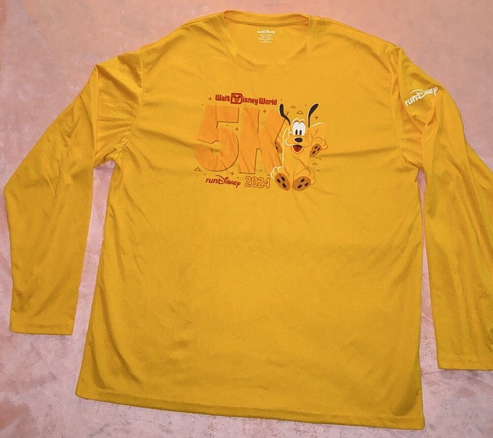 RunDisney 2024 5k Disney Shirt Pluto Unisex Adult Size 2XL LS VGC